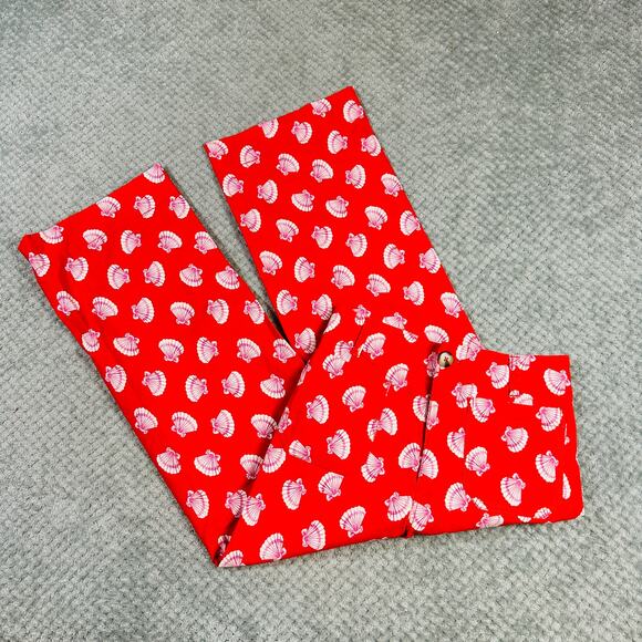 Anthropologie MAEVE The Colette Red/Pink Shell Print Wide Leg Crop HighRise Pant - Picture 1 of 6
